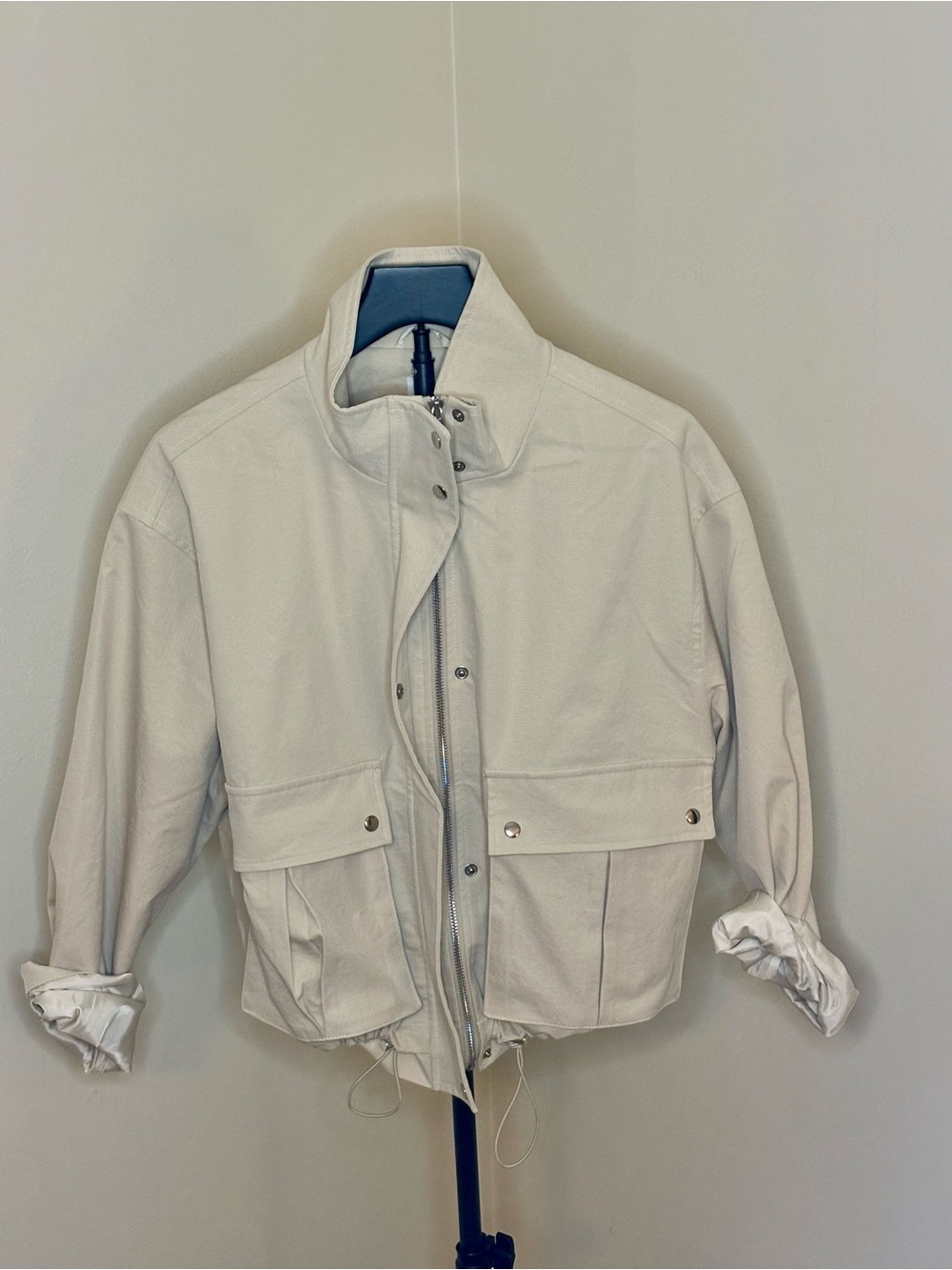 Primark Off-White Utility Jacket | Cropped Cargo Light Bomber Jacket - Picture 3 of 7
